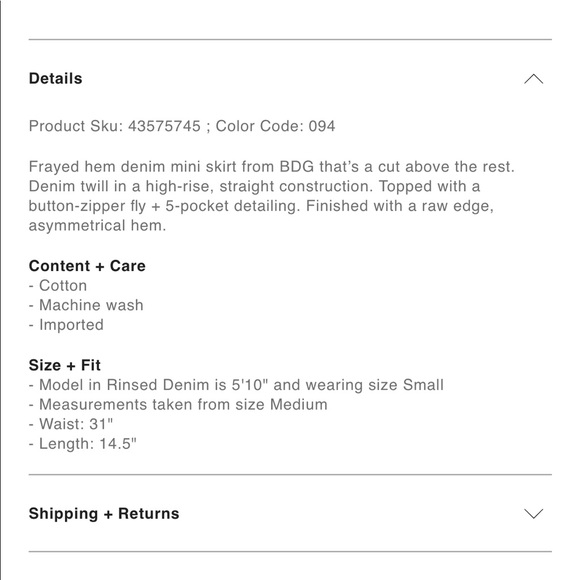 BDG Vintage Blue Notched Denim Skirt - Picture 7 of 7